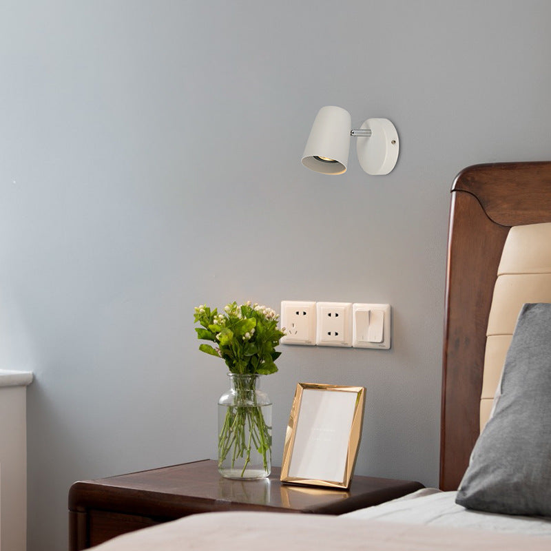 Metal Cylinder Rotatable Bedside Wall Lamp