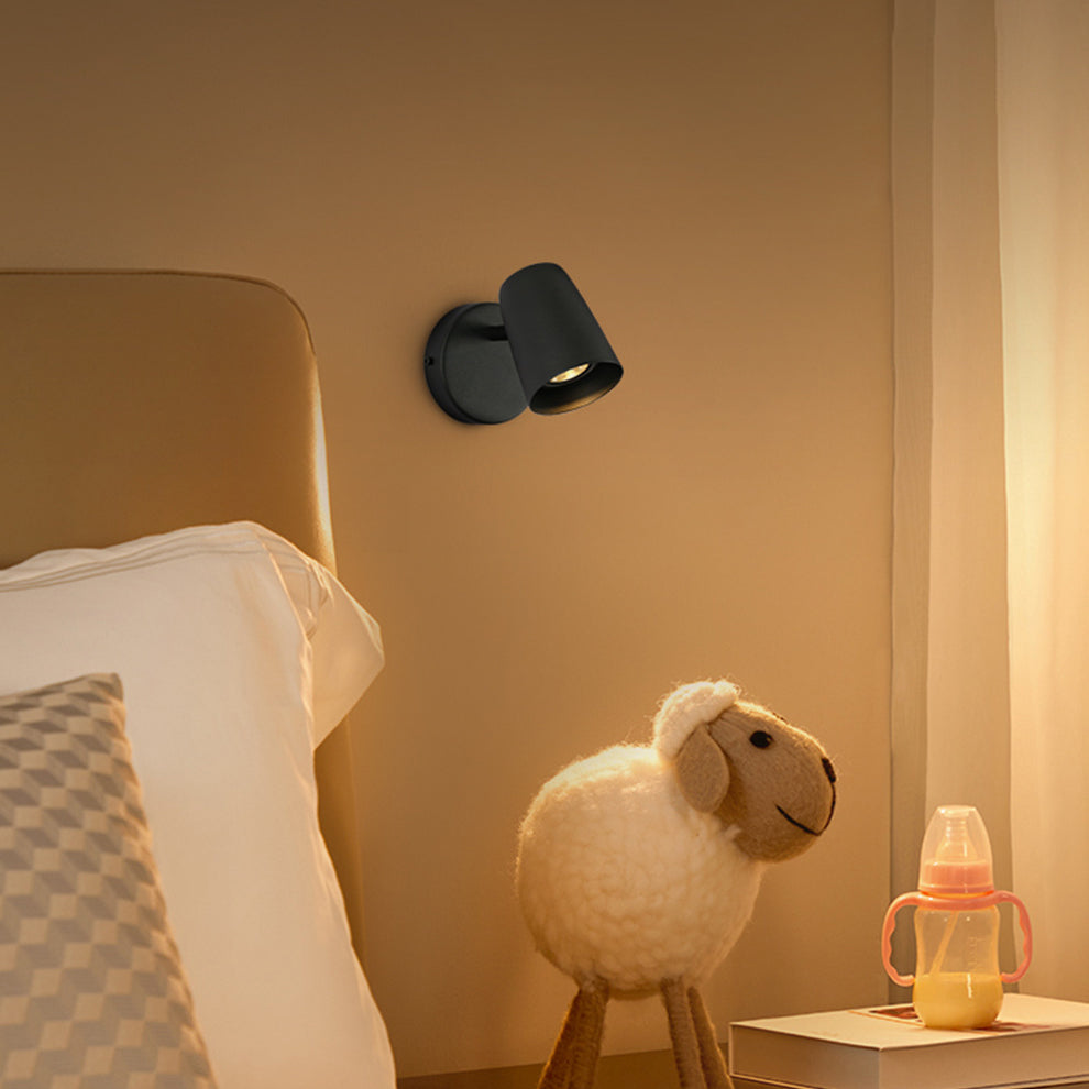 Metal Cylinder Rotatable Bedside Wall Lamp