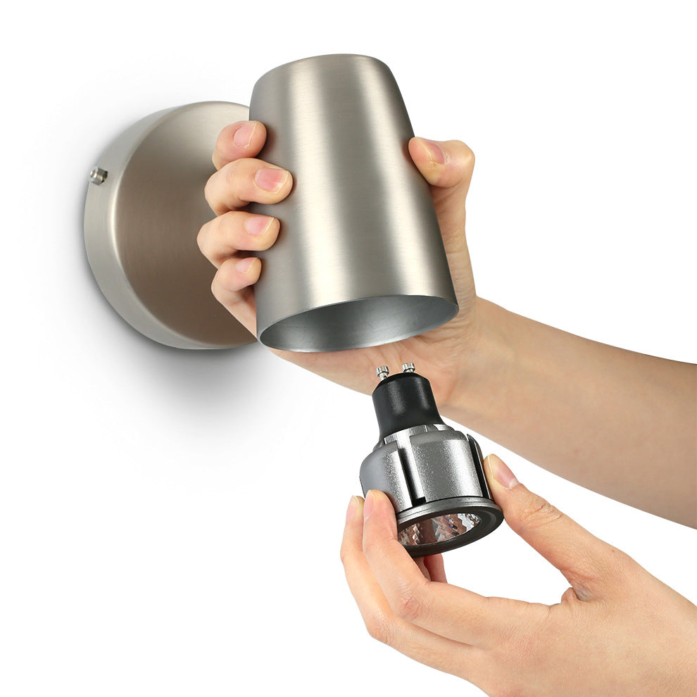 Metal Cylinder Rotatable Bedside Wall Lamp