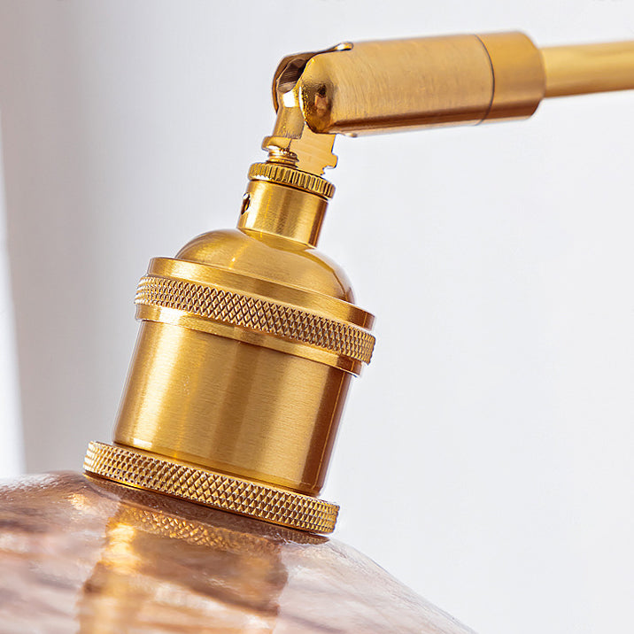 Brass Wood Leather Glass Wall Lamp