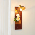 Brass Wood Leather Glass Wall Lamp