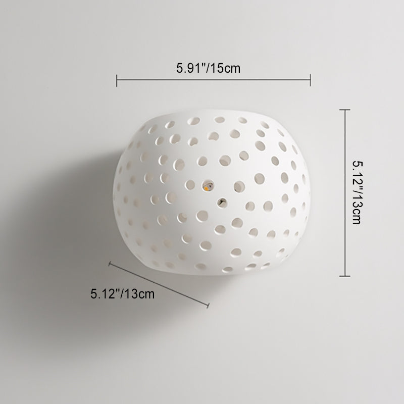 Plaster Sphere Hollowed Bedside Wall Lamp