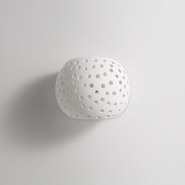 Plaster Sphere Hollowed Bedside Wall Lamp