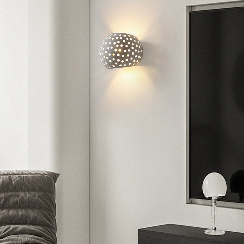 Plaster Sphere Hollowed Bedside Wall Lamp