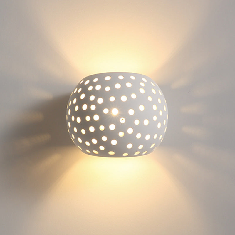Plaster Sphere Hollowed Bedside Wall Lamp