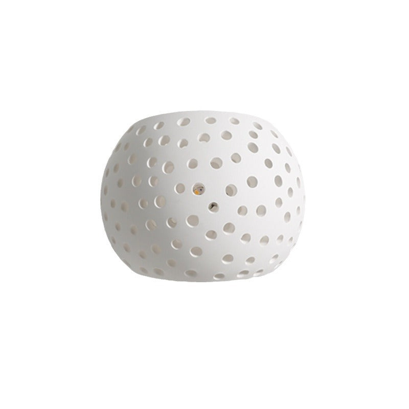 Plaster Sphere Hollowed Bedside Wall Lamp