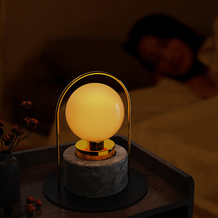 Marble Glass Metal Ball Table Lamp