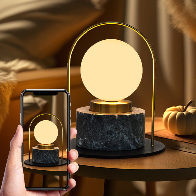 Marble Glass Metal Ball Table Lamp