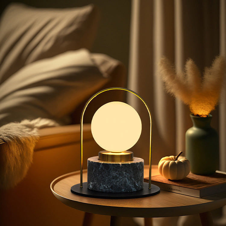 Marble Glass Metal Ball Table Lamp