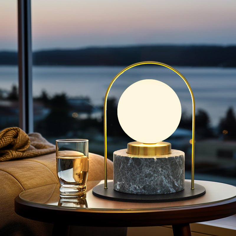 Marble Glass Metal Ball Table Lamp