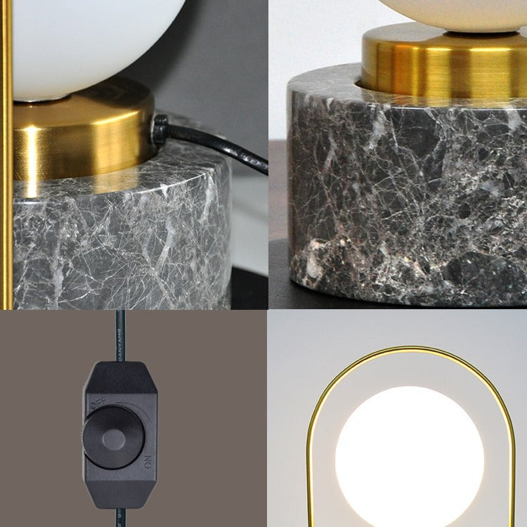 Marble Glass Metal Ball Table Lamp