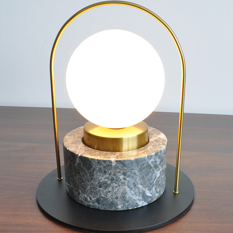 Marble Glass Metal Ball Table Lamp