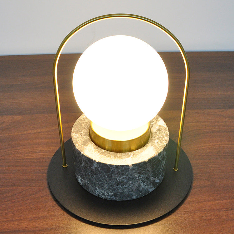 Marble Glass Metal Ball Table Lamp