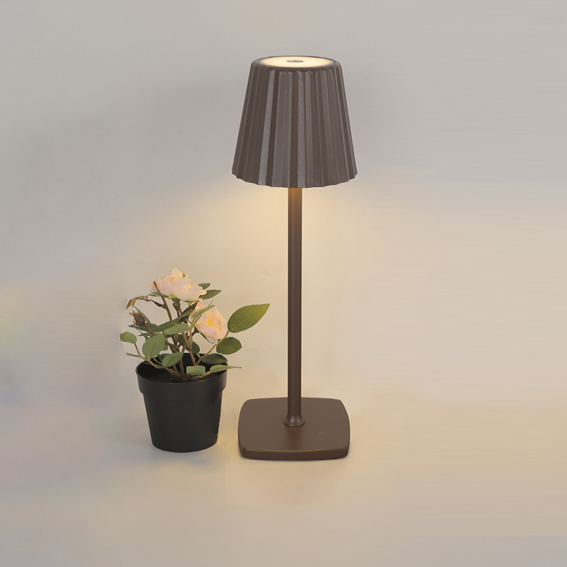 Rechargeable Iron Acrylic Pleated Table Lamp