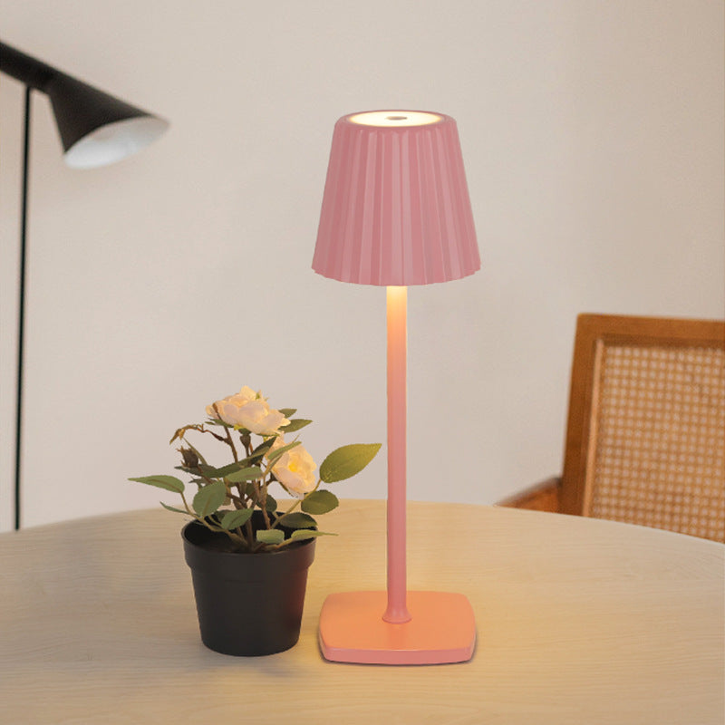 Rechargeable Iron Acrylic Pleated Table Lamp