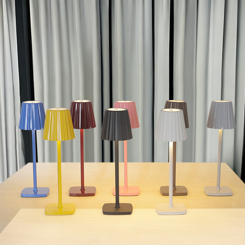 Rechargeable Iron Acrylic Pleated Table Lamp