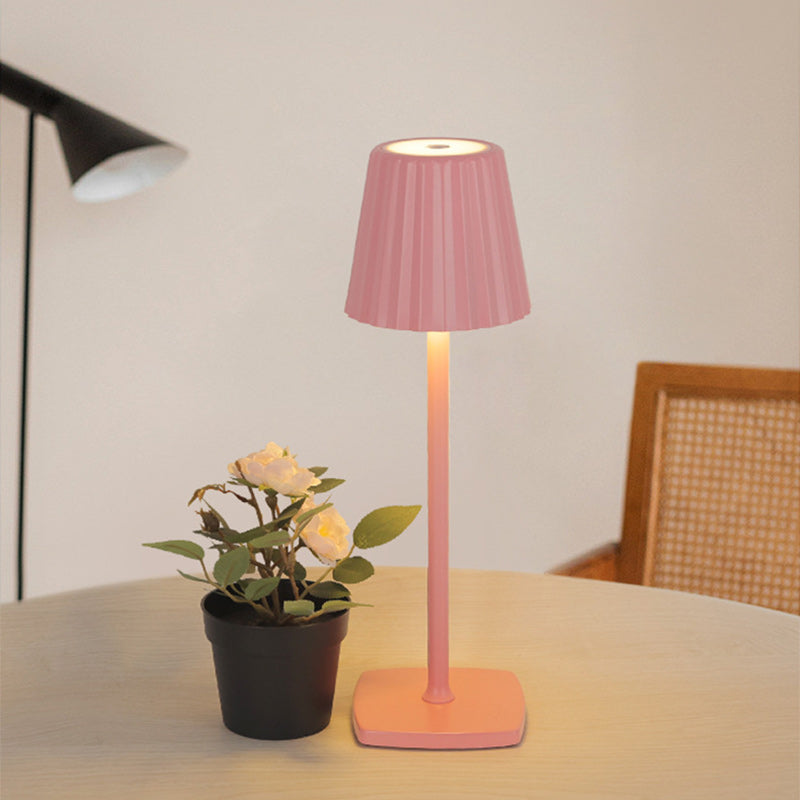 Rechargeable Iron Acrylic Pleated Table Lamp