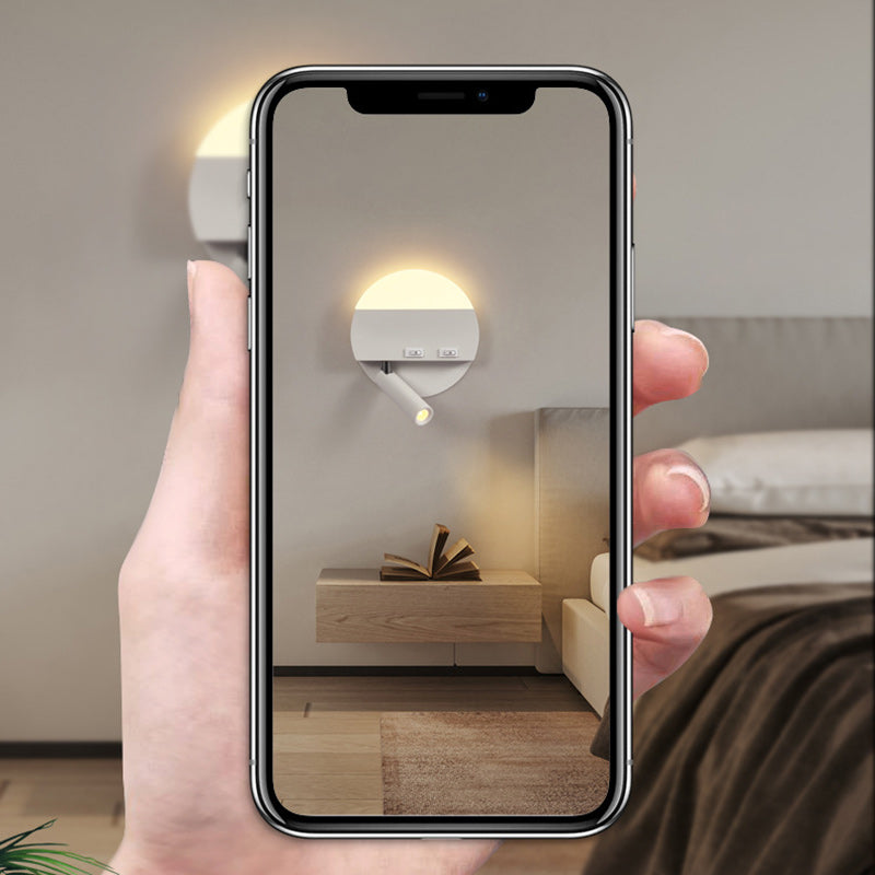 Iron Aluminum Acrylic Round Wall Lamp