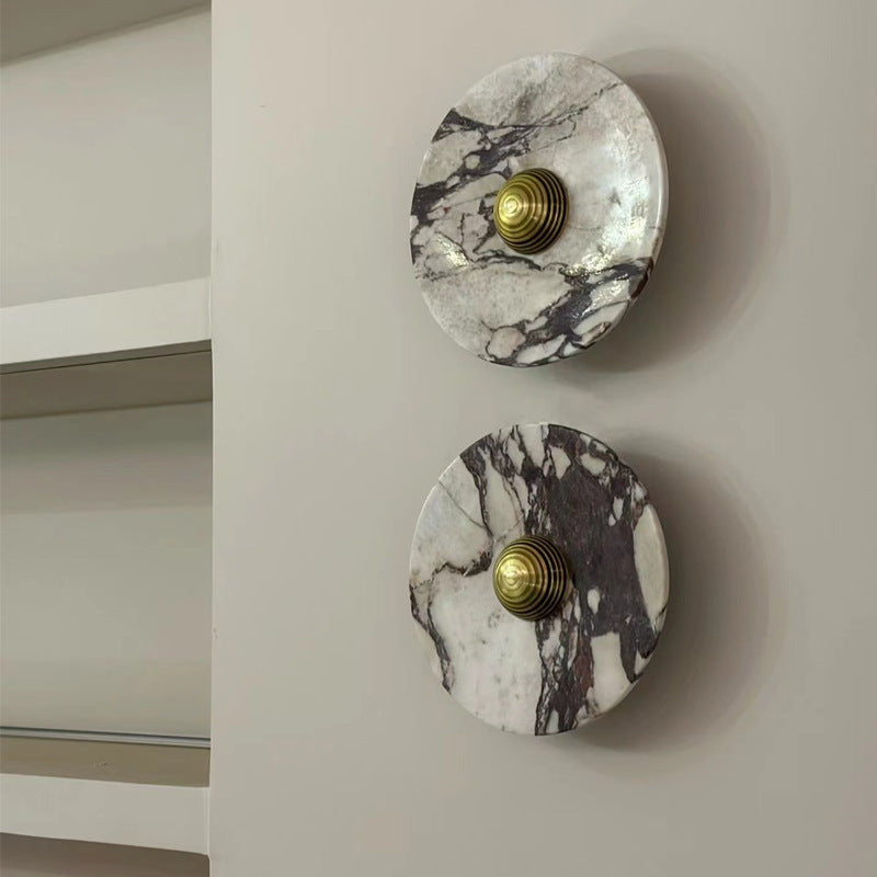 Marble Aluminum Disc Bedside Wall Lamp