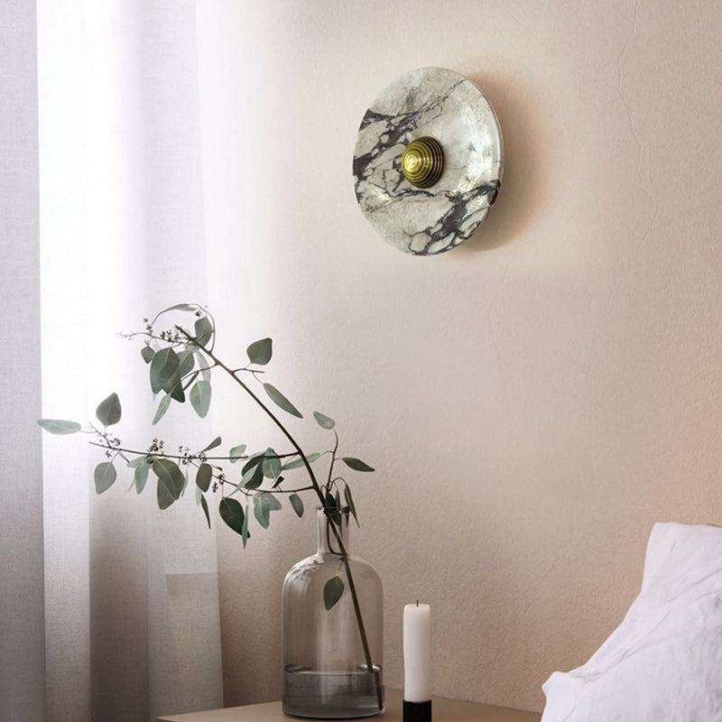 Marble Aluminum Disc Bedside Wall Lamp