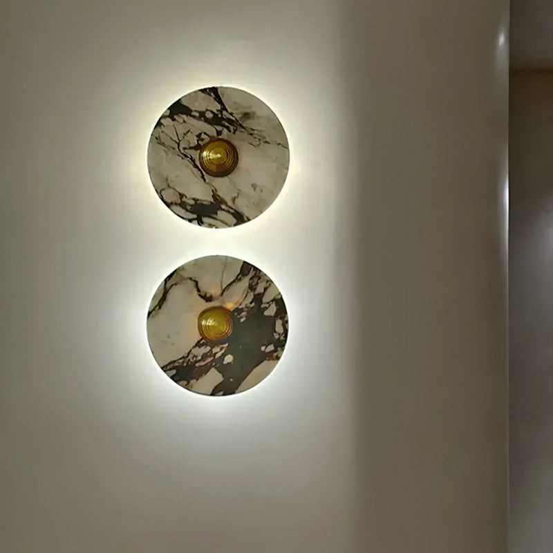 Marble Aluminum Disc Bedside Wall Lamp