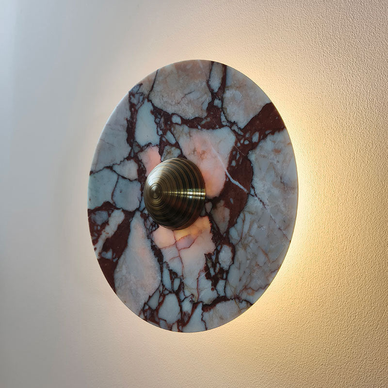 Marble Aluminum Disc Bedside Wall Lamp