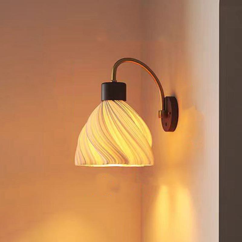 Petal Skirt Iron Wood Wall Lamp