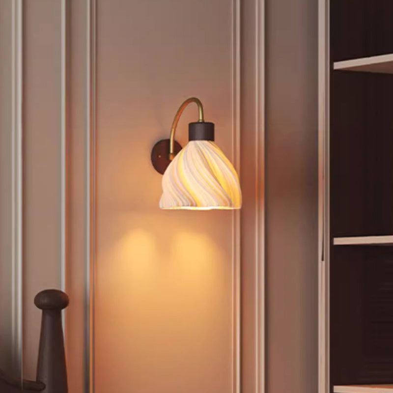 Petal Skirt Iron Wood Wall Lamp