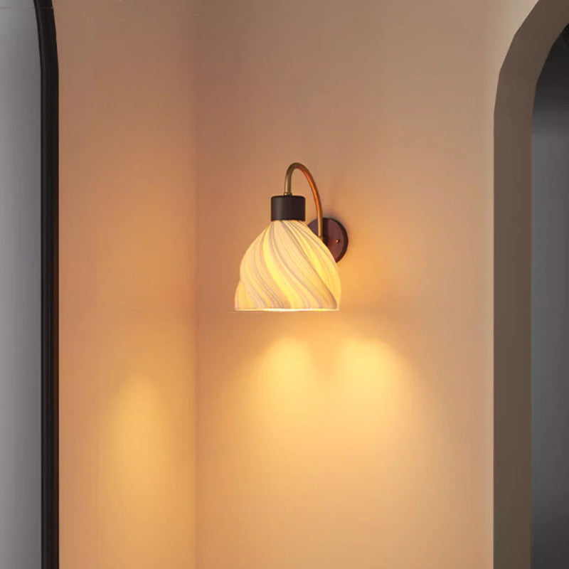 Petal Skirt Iron Wood Wall Lamp