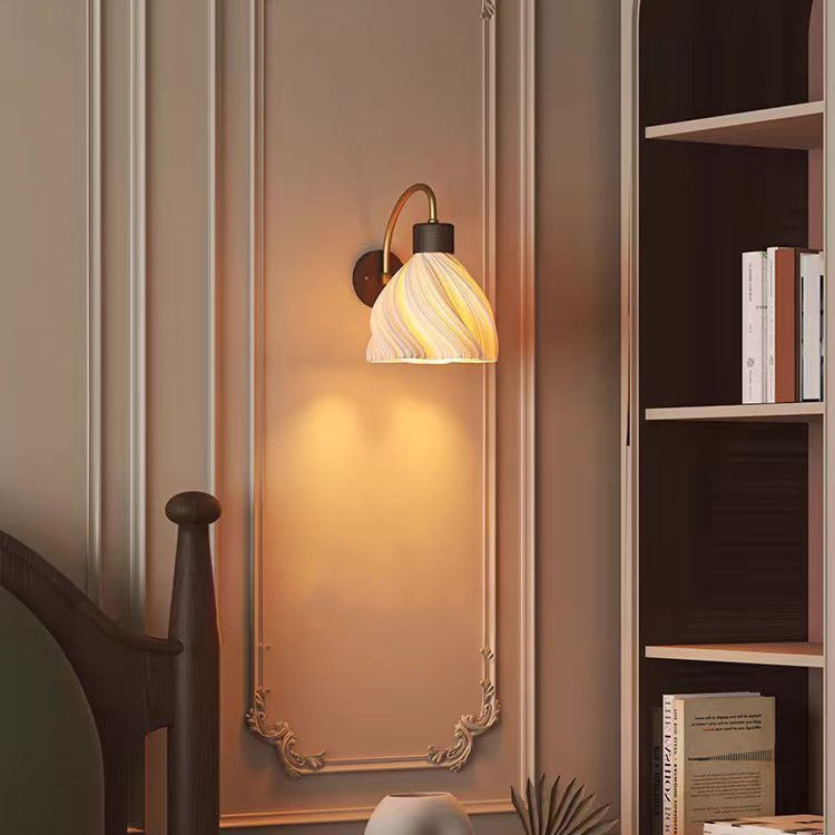 Petal Skirt Iron Wood Wall Lamp
