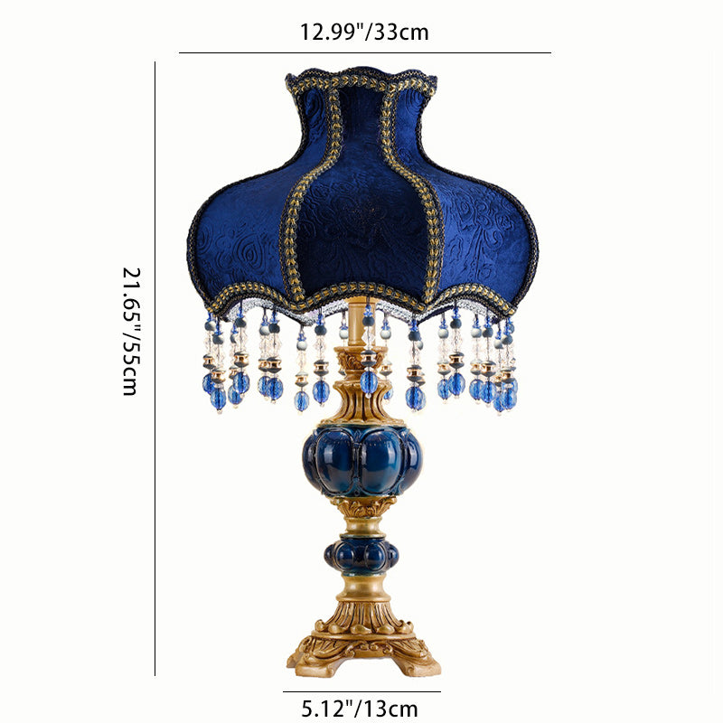 Resin Fabric Lace Beads Table Lamp