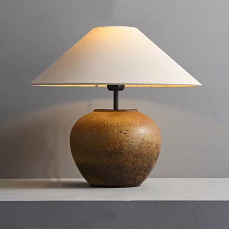 Fabric Ceramic Pot Conic Table Lamp