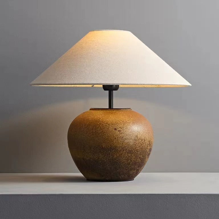 Fabric Ceramic Pot Conic Table Lamp