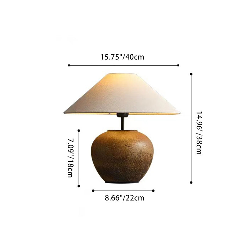 Fabric Ceramic Pot Conic Table Lamp
