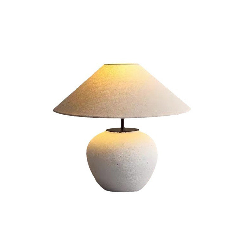 Fabric Ceramic Pot Conic Table Lamp