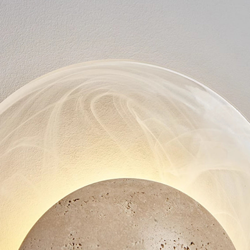 Travertine Glass Round Smoke Wall Lamp