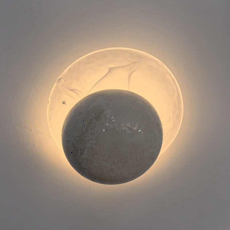 Travertine Glass Round Smoke Wall Lamp