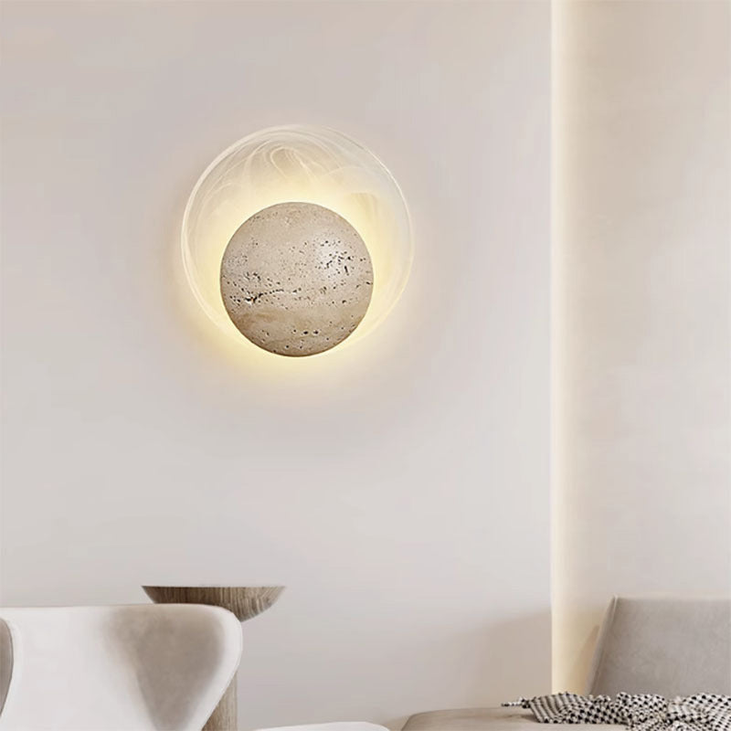 Travertine Glass Round Smoke Wall Lamp