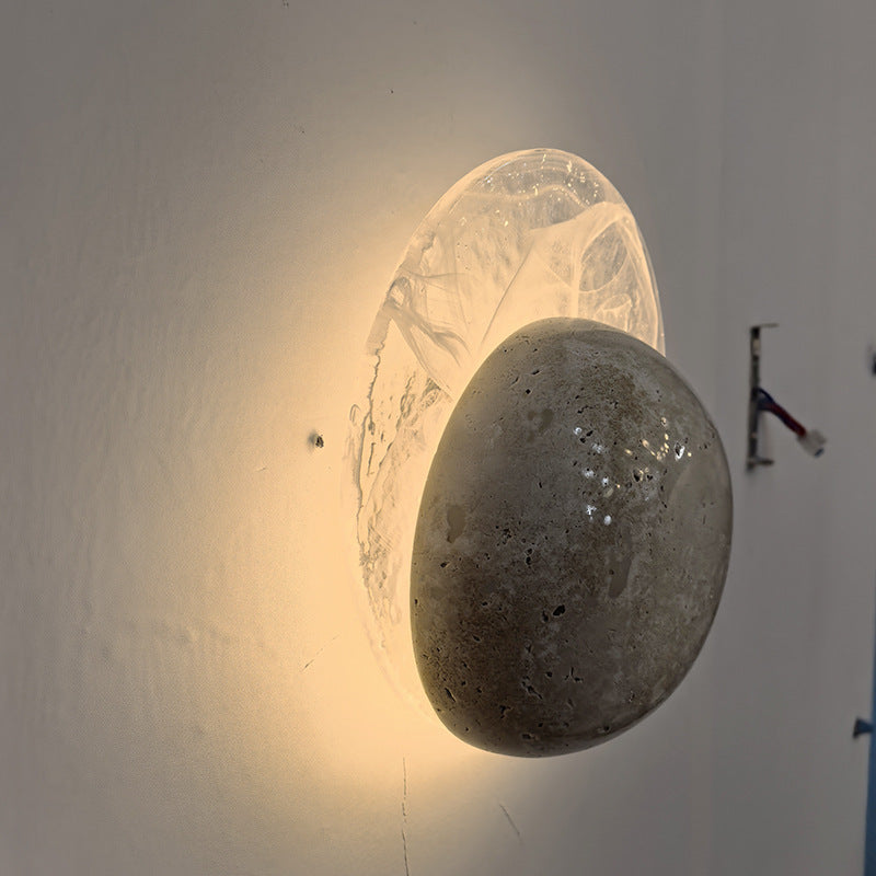 Travertine Glass Round Smoke Wall Lamp