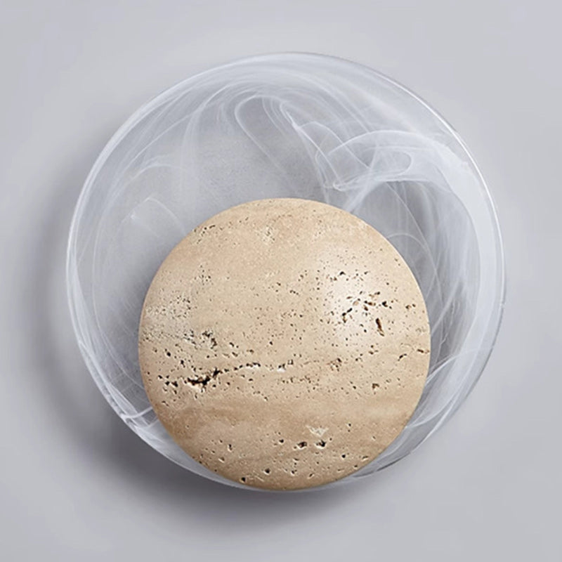 Travertine Glass Round Smoke Wall Lamp