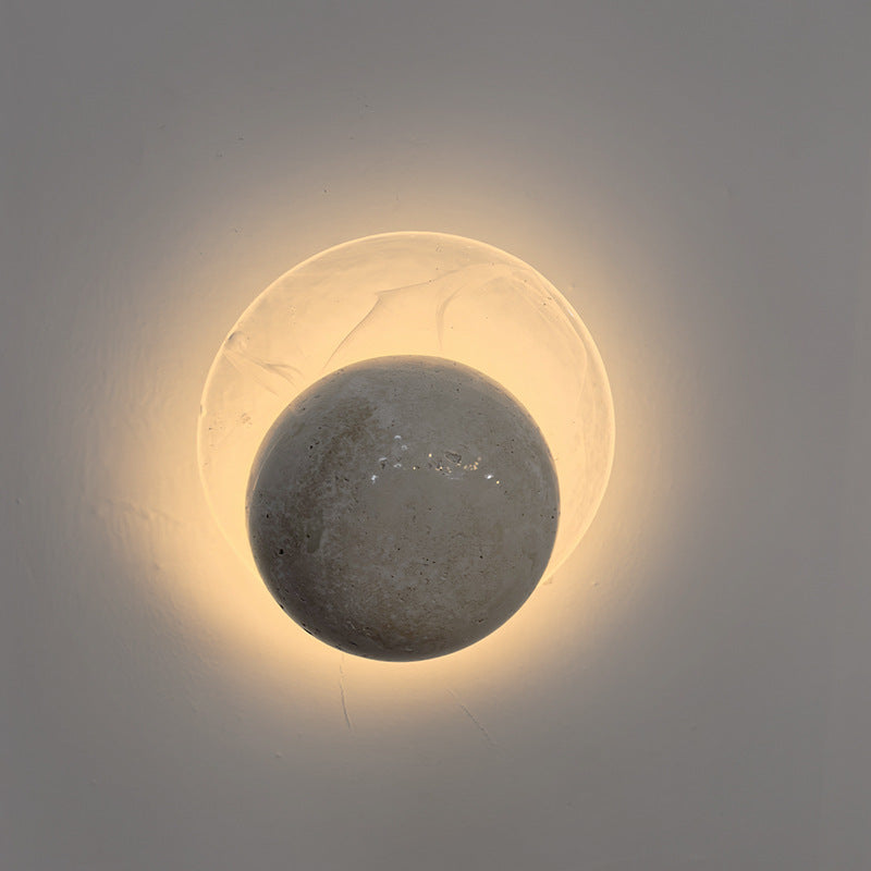 Travertine Glass Round Smoke Wall Lamp