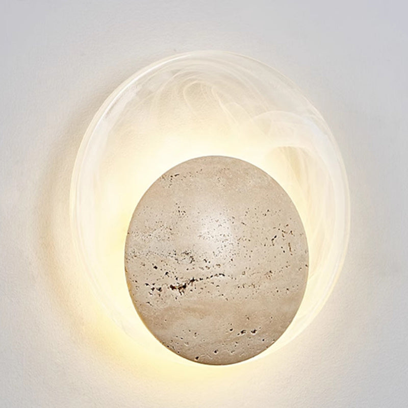 Travertine Glass Round Smoke Wall Lamp