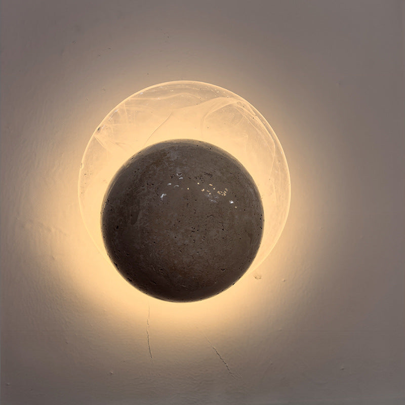 Travertine Glass Round Smoke Wall Lamp