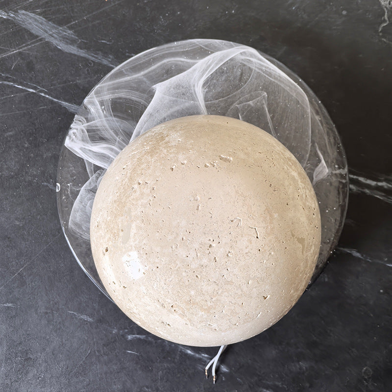Travertine Glass Round Smoke Wall Lamp