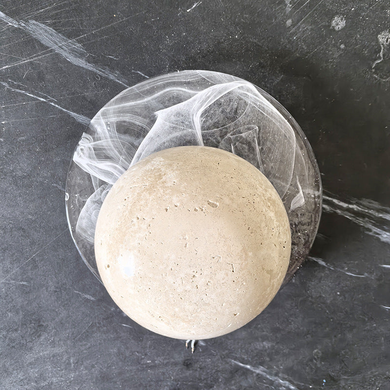 Travertine Glass Round Smoke Wall Lamp