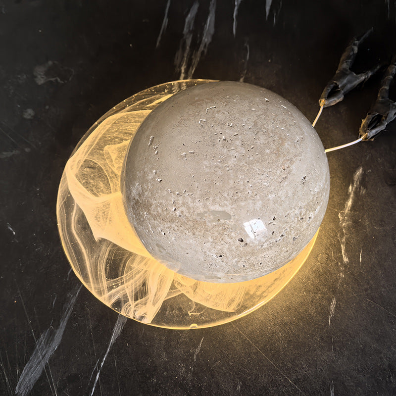 Travertine Glass Round Smoke Wall Lamp