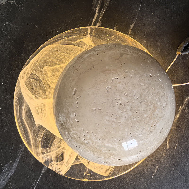 Travertine Glass Round Smoke Wall Lamp