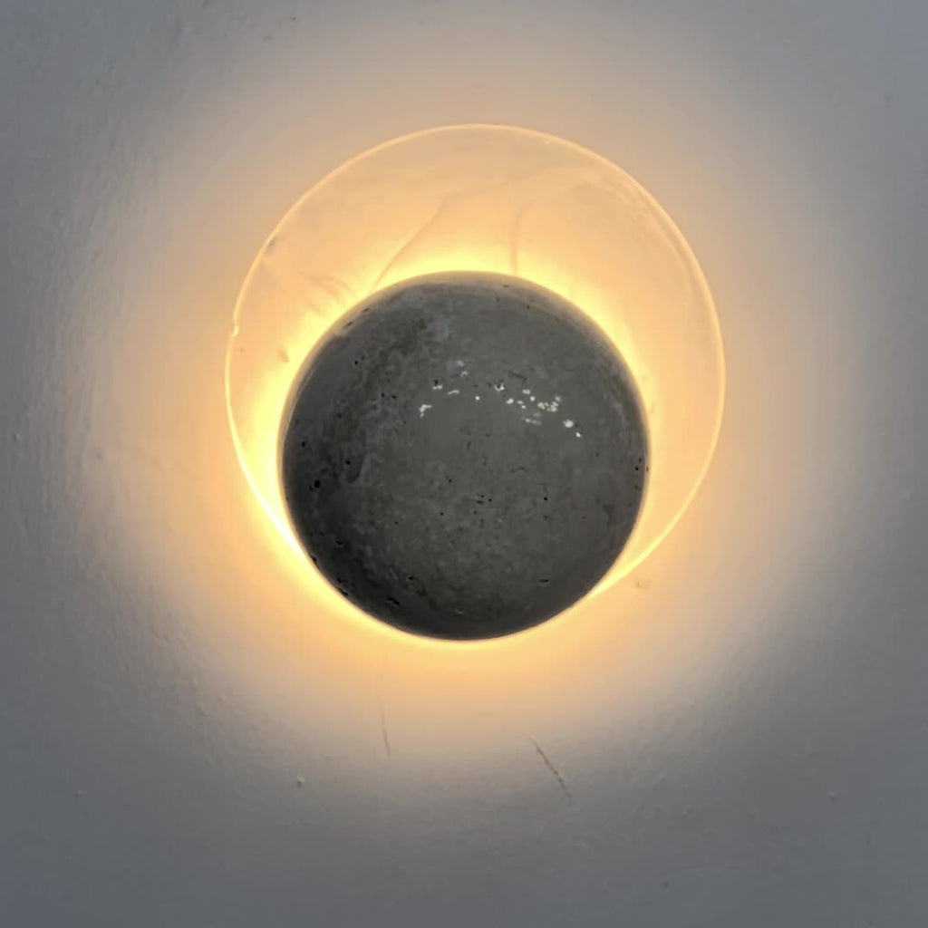 Travertine Glass Round Smoke Wall Lamp