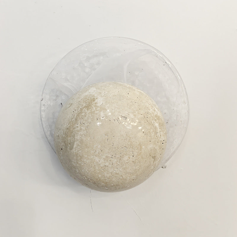 Travertine Glass Round Smoke Wall Lamp