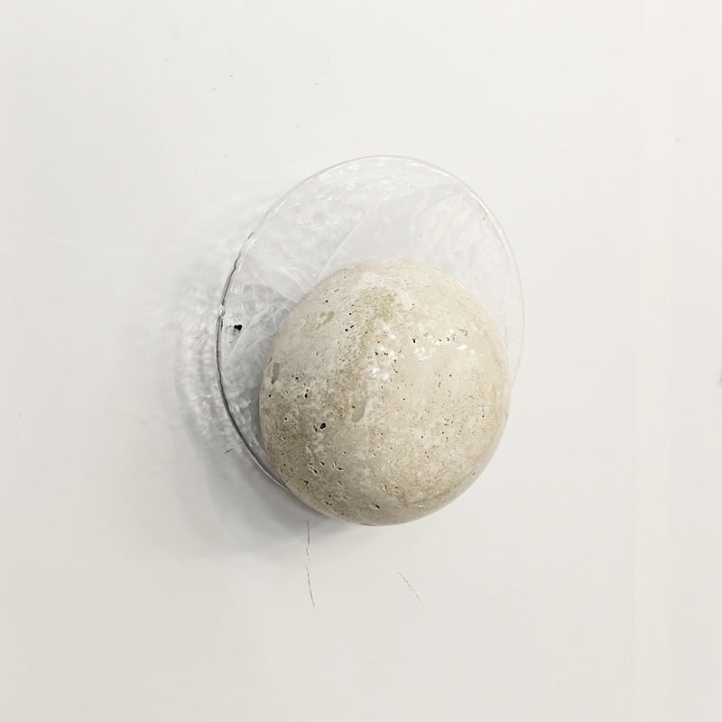 Travertine Glass Round Smoke Wall Lamp